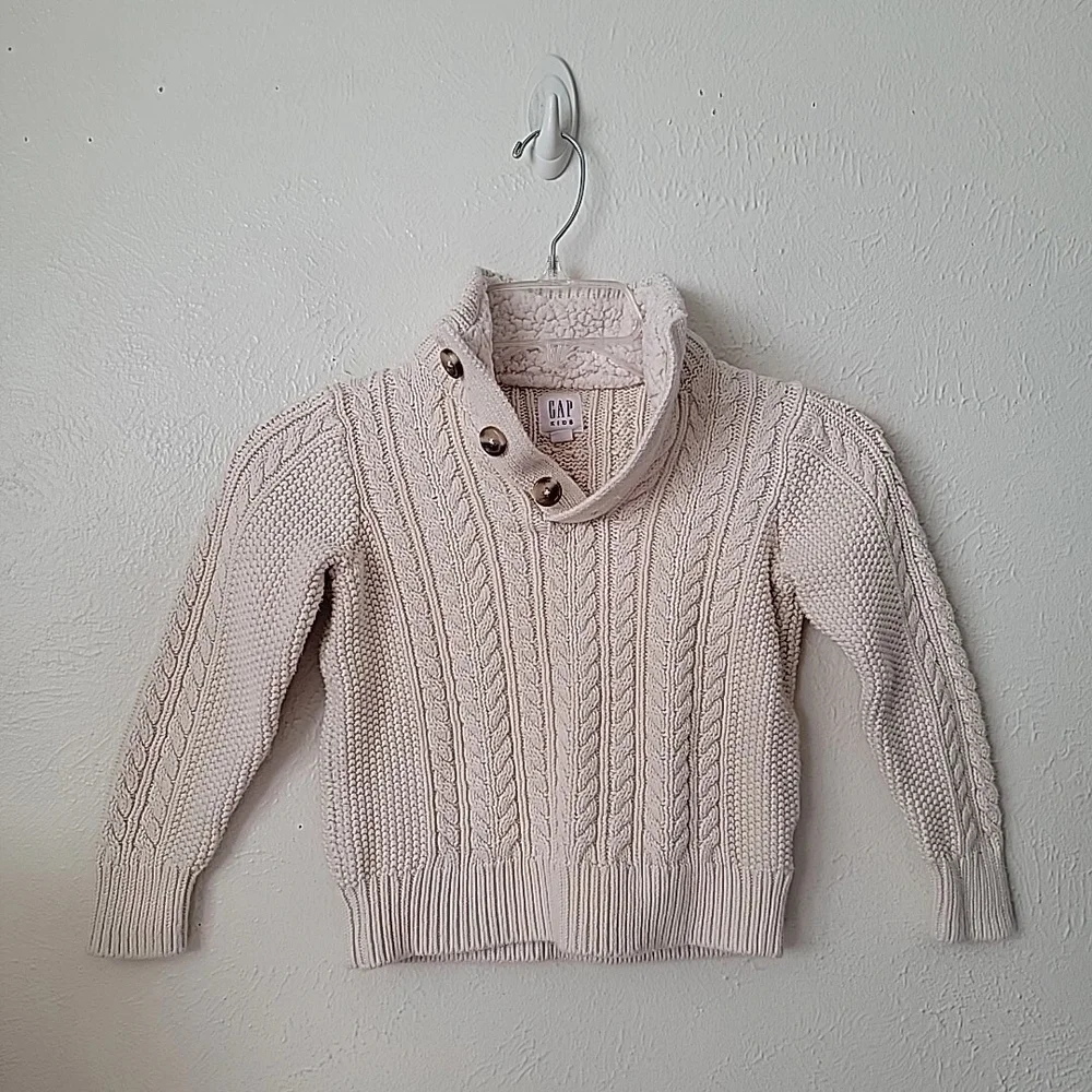 GAP Kids Beige Cable Knit Fisherman Sweater